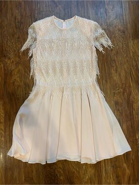Ivory Midi Dress With Fringe Vintage Made In The USA